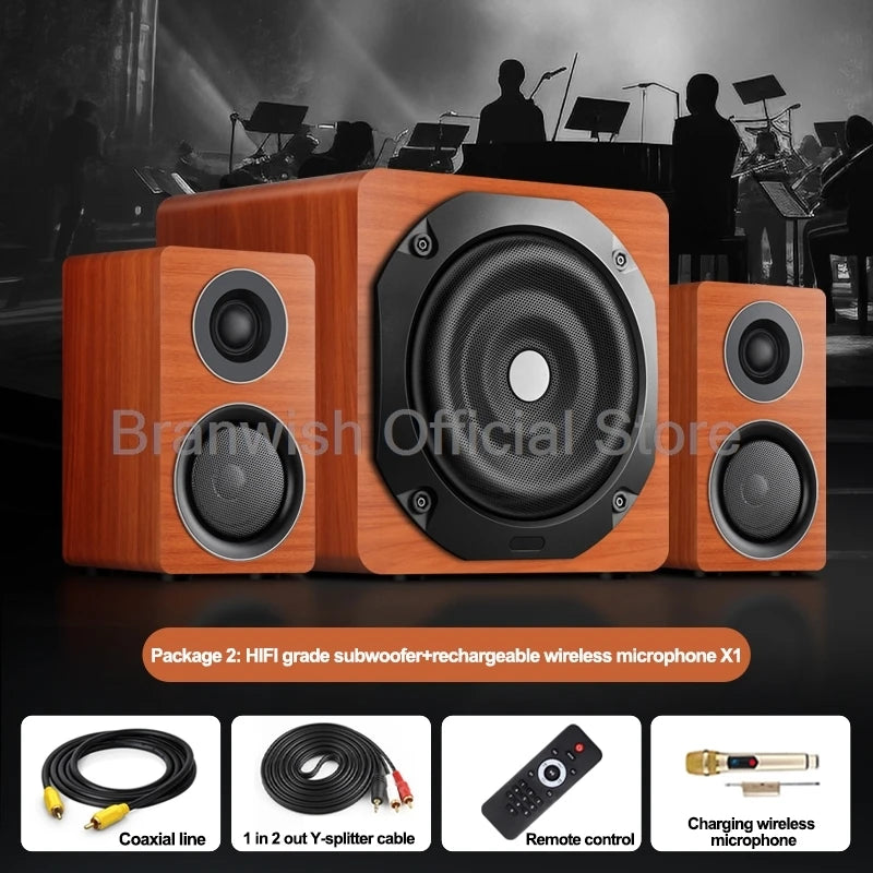 6.5 inch 180W Speaker with 2Pcs Satellite Speakers 5.0 Bluetooth HIFI Sound Box Support RCA USB TF For Home Theater Karaoke 1Pc