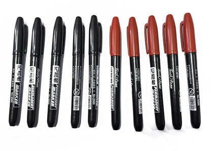 6 PCS Permanent Marker Pen Manga Drawing Markers Black Blue Red Waterproof Ink Sketch Pens Stationery Art School Supplies