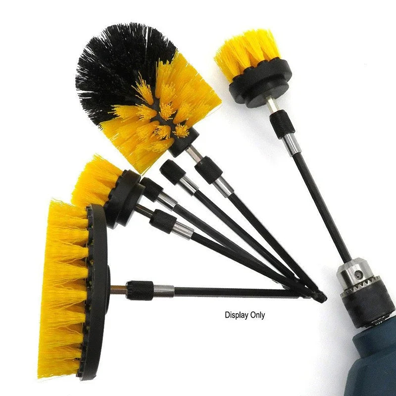 Electric Scrubber Brush Drill Brush Kit Power Drills Scrubber Brush & Rod  For Carpet Glass Car Tires Nylon Brushes 2/3.5/4''