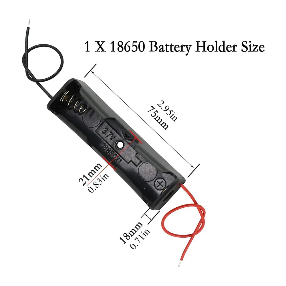 10pcs 18650 Battery Cases Holder 3.6V-4.2V Power Bank Plastic Storage Box Case With Lead Wire 1X 18650 Battery Container Holder