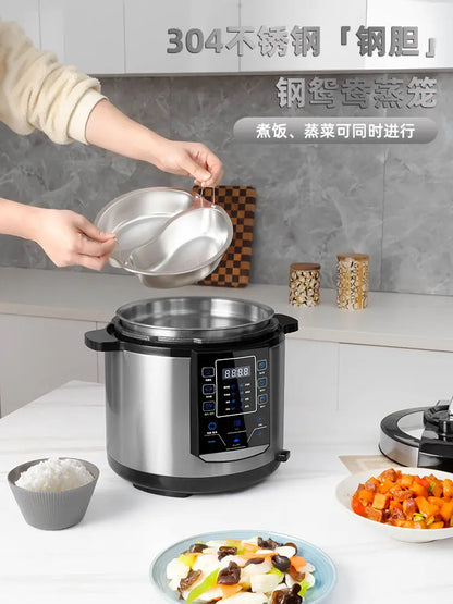 6L electric pressure cooker household large capacity 304 stainless steel intelligent pressure cooker multi-functional 220V