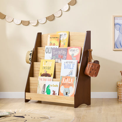 SoBuy KMB32 Children's Bookshelf Children's Shelf Newspaper stand with 4 Shelves storage Shelf for Children White