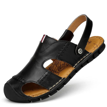 Men Sandals Summer Leather Men Shoes Breathable Walking Beach Slippers Outdoor Sandals Flat Casual  High Quality Fashion Sandals