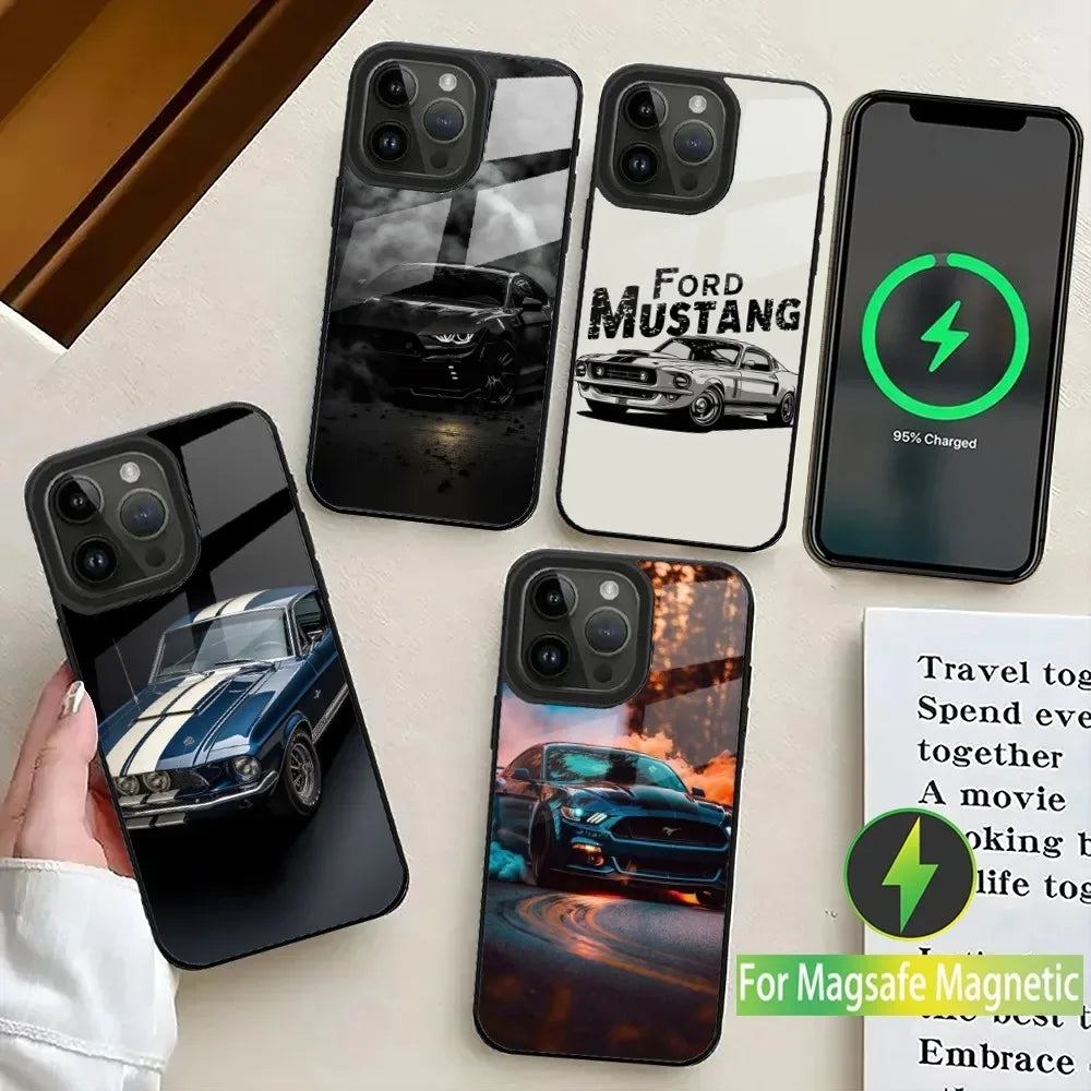 F-Fords Car M-Mustang Phone Case For iPhone 16,15,14,13,12,11,Plus,Pro,Max Mini Magsafe Magnetic Wireless Charging