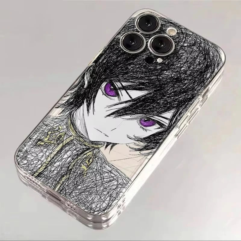 Messy Lines Comic Role Transparent Phone Case For iPhone 16e 16 Pro Max 15 14 Plus 13 12 11 Pro Shockproof Silicone Back Cover