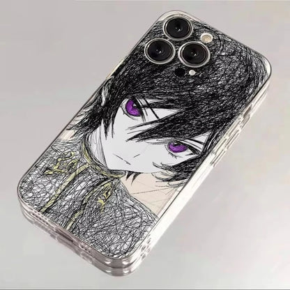 Messy Lines Comic Role Transparent Phone Case For iPhone 16e 16 Pro Max 15 14 Plus 13 12 11 Pro Shockproof Silicone Back Cover