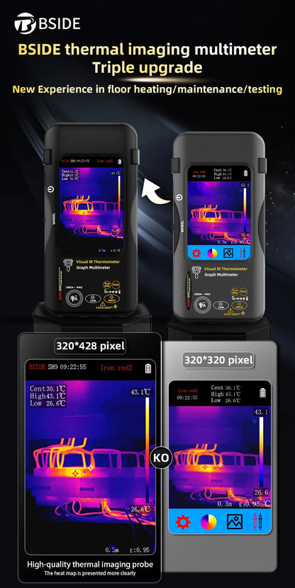 BSIDE SH7 320*320 Thermal Imager Camera 20000 Counts Touchscreen Digital Multimeter 2 in 1 IR Camera for Macro lens Repair PCB