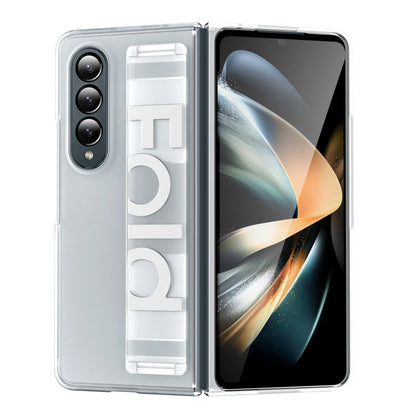 Ultra-thin Matte Silicone Wrist Strap Case For Samsung Galaxy Fold 7 6 5 4 3 Transparent Folding Shockproof Hard Back Cover