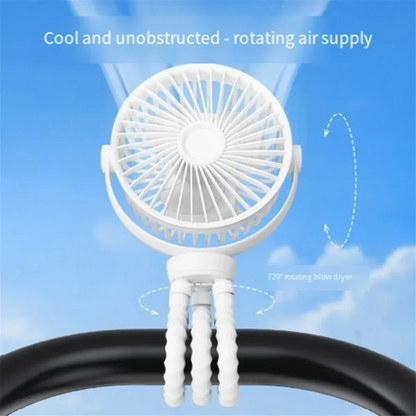 Mini USB Fan Rechargeable Octopus Multifunctional Fixable Small Fan Portable Desktop for Baby Stroller Bicycle with Soft Wind