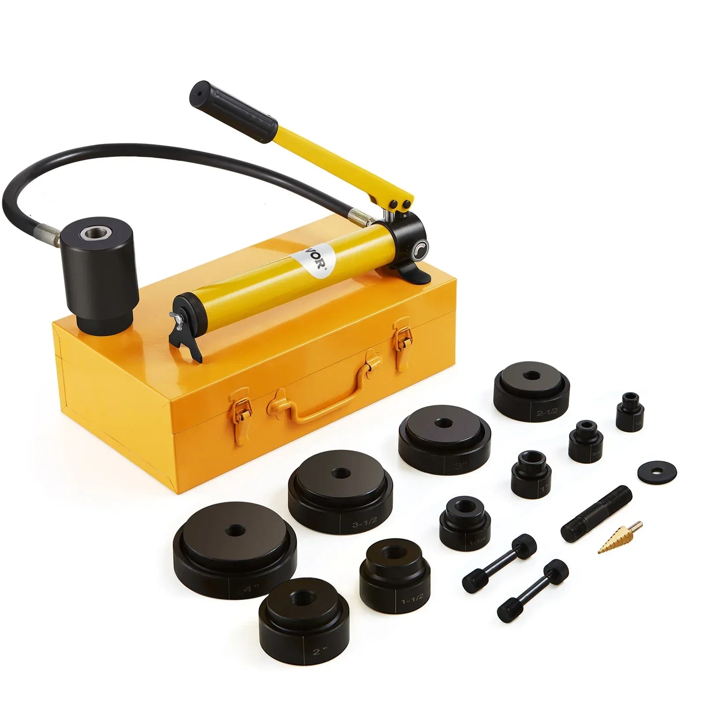 SucceBuy 15Ton Hydraulic Knockout Punch Driver Kit 1/2"-4" 10 Dies Carbon Steel Sheet Hole Opener Repair Tool Manuel Hole Digger
