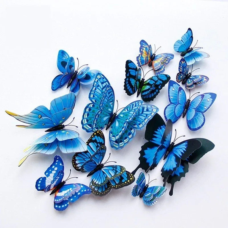 Magentic 3D Double-layer Butterfly Wall Stickers Magnet Refrigerator Stickers Home Girl Kids Room Wedding Christmas Decoration