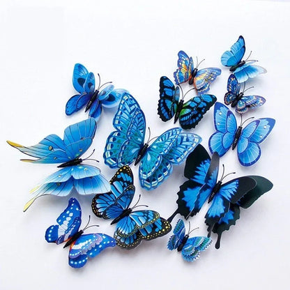 Magentic 3D Double-layer Butterfly Wall Stickers Magnet Refrigerator Stickers Home Girl Kids Room Wedding Christmas Decoration