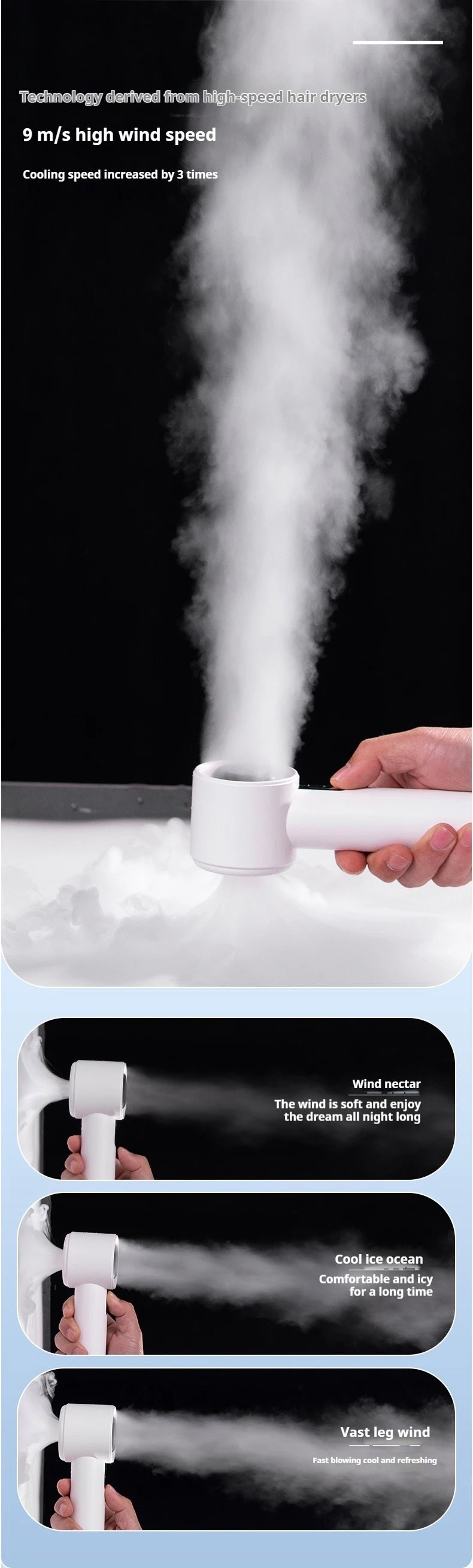 2025 Handheld Fan 5200mAh with LED Display Semiconductor Refrigeration 100 Speeds USB Rechargeable For Sport