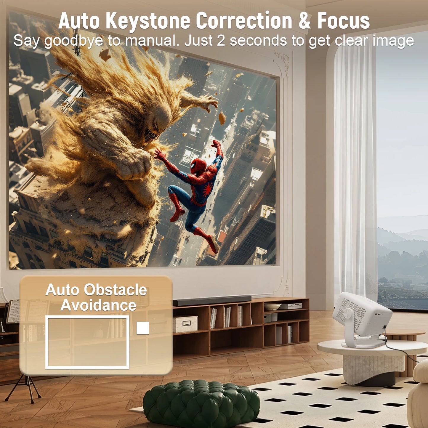 Velec Projector Compatible with Netflix 650ANSI Android 13 Portable 4K Native Wifi6 BT5.2 1080P TP350 Auto Keystone Correction