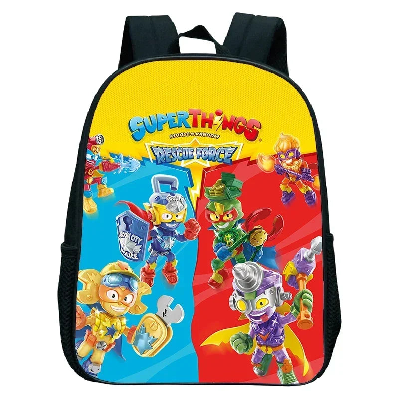 SuperThings Backpack Toddler Cartoon Schoolbag Boys Girls Kindergarten Bag Waterproof Kids Bookbag 12 Inch
