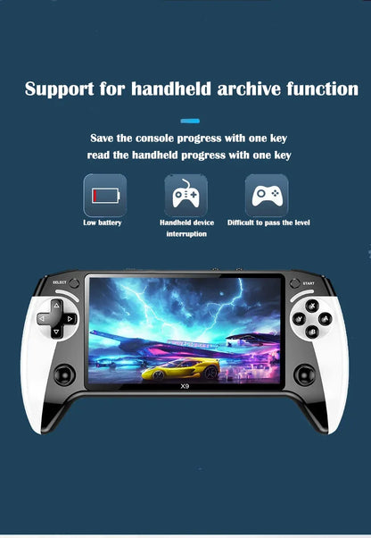 X9 portable game console, 5.5-inch screen, 1500mAh, retro video game player, Type C charging, electronic game player, large Arca