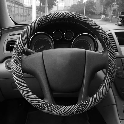 AUTO PLUS Striped Car Seat Covers Full Set with Seat Belt Pads Steering Wheel Cover Universal Washable Seat Covers for Cars by PDG ibma