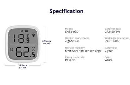 SONOFF SNZB 02D Zigbee Temperature Humidity Sensor SNZB-02D with LCD Screen for EWeLink SONOFF ZigBee Bridge Alexa Alice