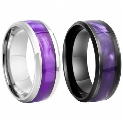 Elegant Purple Titanium Steel Couple Rings Fashion Jewelry for Women Men Valentine's Day Gift Sizes 6-13