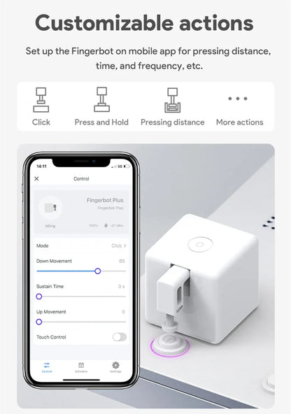 Aubess Tuya WiFi Finger Robot Switch Smart Home ZigBee Mechanical Arm Bot Button Pusher Smart Life Voice Control Alexa Google