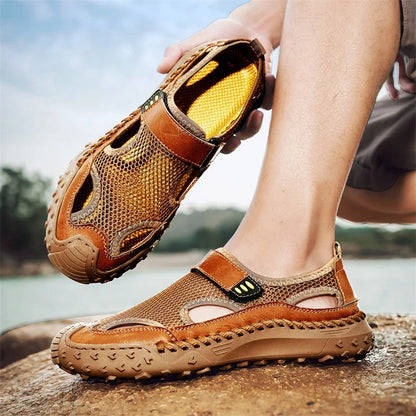 Summer Men Sandals Genuine Leather Mens Casual Shoes Outdoor Men Leather Sandals for Men Beach Shoes Roman mens Shoes