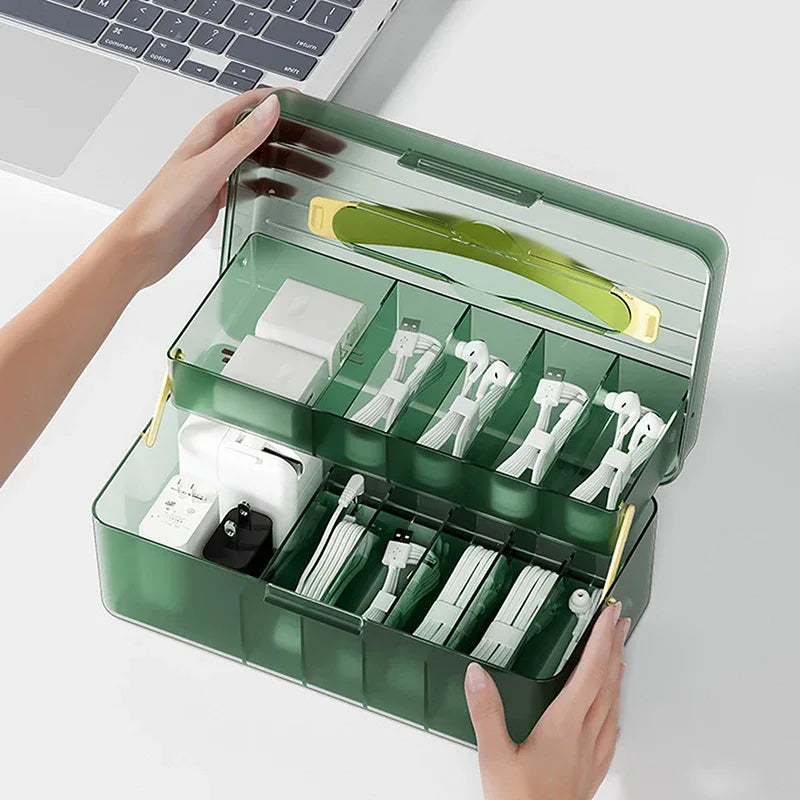 1pc Data Cable Storage Box Power Charging Cable Mobile Phone Charger Plug Organizer Desktop Cable Management Bobbin Winder