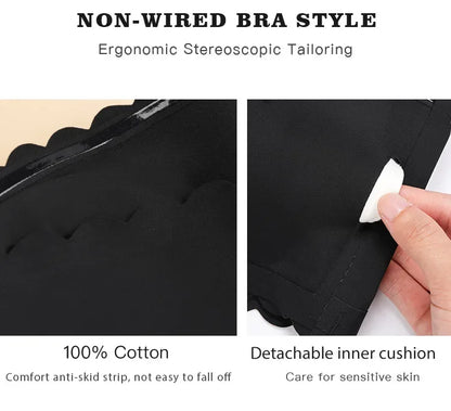 Hot Sale New Design Effective Slip-proof Scallop Side One Piece Bralette Padded Ice Silk Seamless Strapless Bra For Women