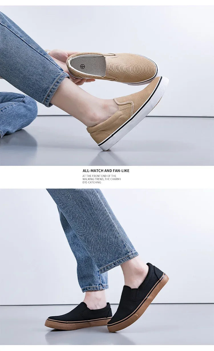 Hand-Painted Canvas Shoes Elastic Unisex Spring 2025 Style Korean Version Flat Heel Breathable Cotton Lined All-Season Footwear