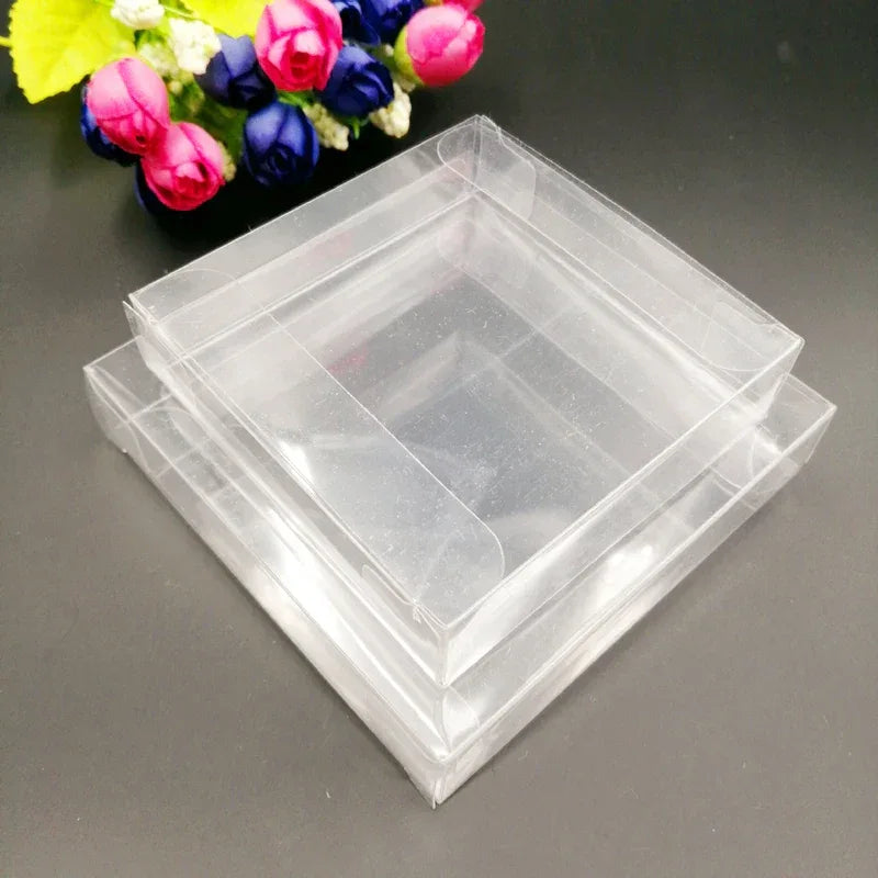 50pcs Ax10x10 Transparent Jewelry Gift Box Clear PVC Plastic Box Packaging Wedding Christmas Gift Box for Jewelry Storage Boxes