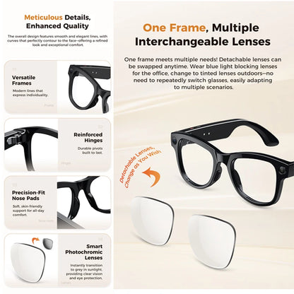 2026 New 8MP Camera Smart AI Glasses 3600mAh Charging Case Power Bank 1080P HD Camera ChatGPT 32GB Translation Video Sunglasses