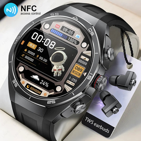 LIGE 2 In 1 Smart Watch With Earbuds NFC Smartwatch TWS Bluetooth Earphone Heart Rate Blood Pressure Monitor Sport Fitness Watch