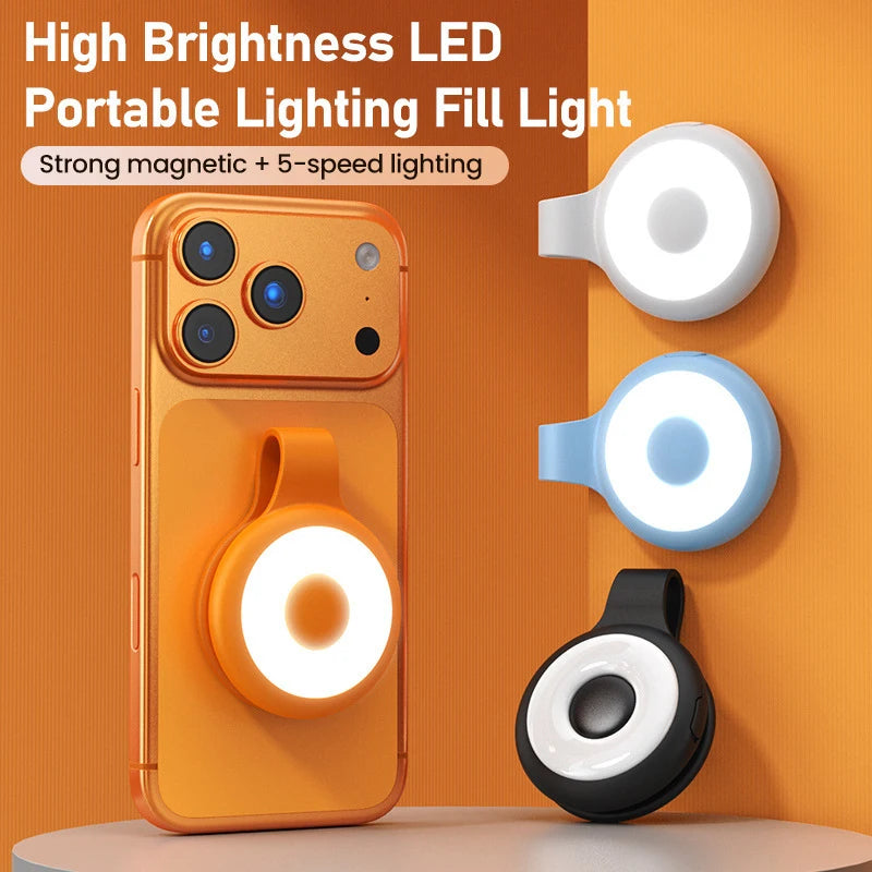 Portable Magnetic Phone Video Light 3 Color Temperature LED Fill Light with Clip for Vlog Live Stream Photography