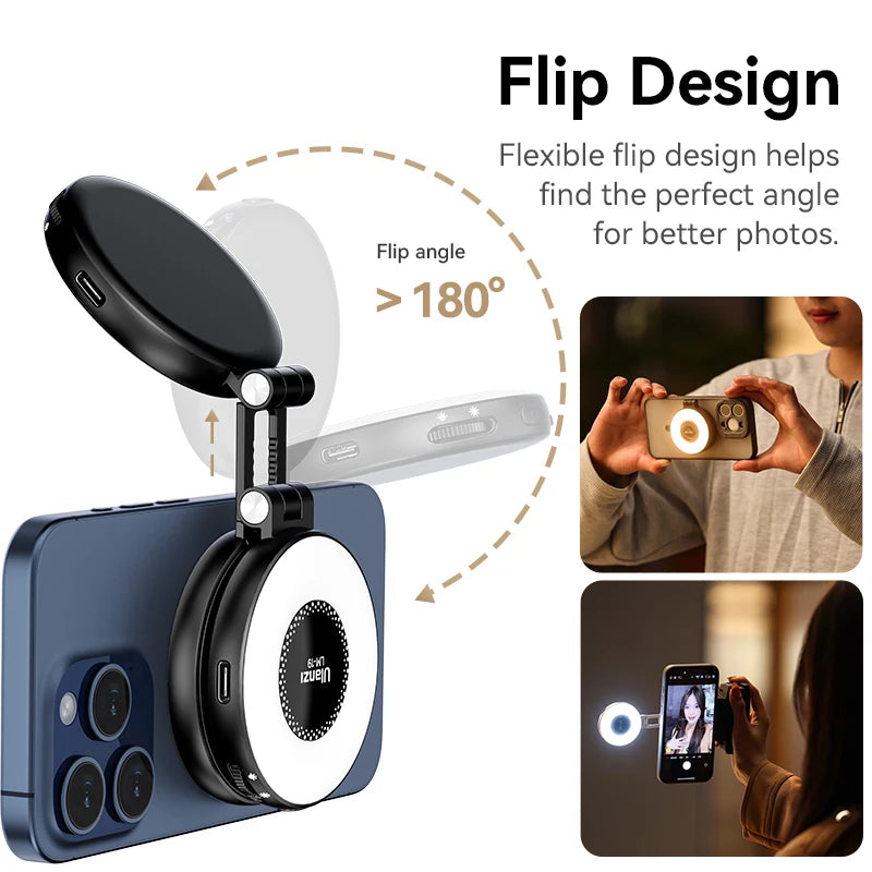 Ulanzi LM19 Bi-color MagSafe Light Phone Stand for iPhone 15 14 13 12 Mini Pro Pro Max for Vlog Live-streaming Photography