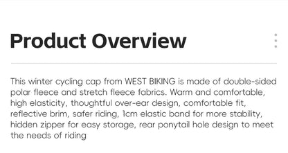 WEST BIKING Winter Cycling Cap With Brim Windproof Warm Sports Cap High Elastic Fleece Hiking Running Hat Cycling Equipment