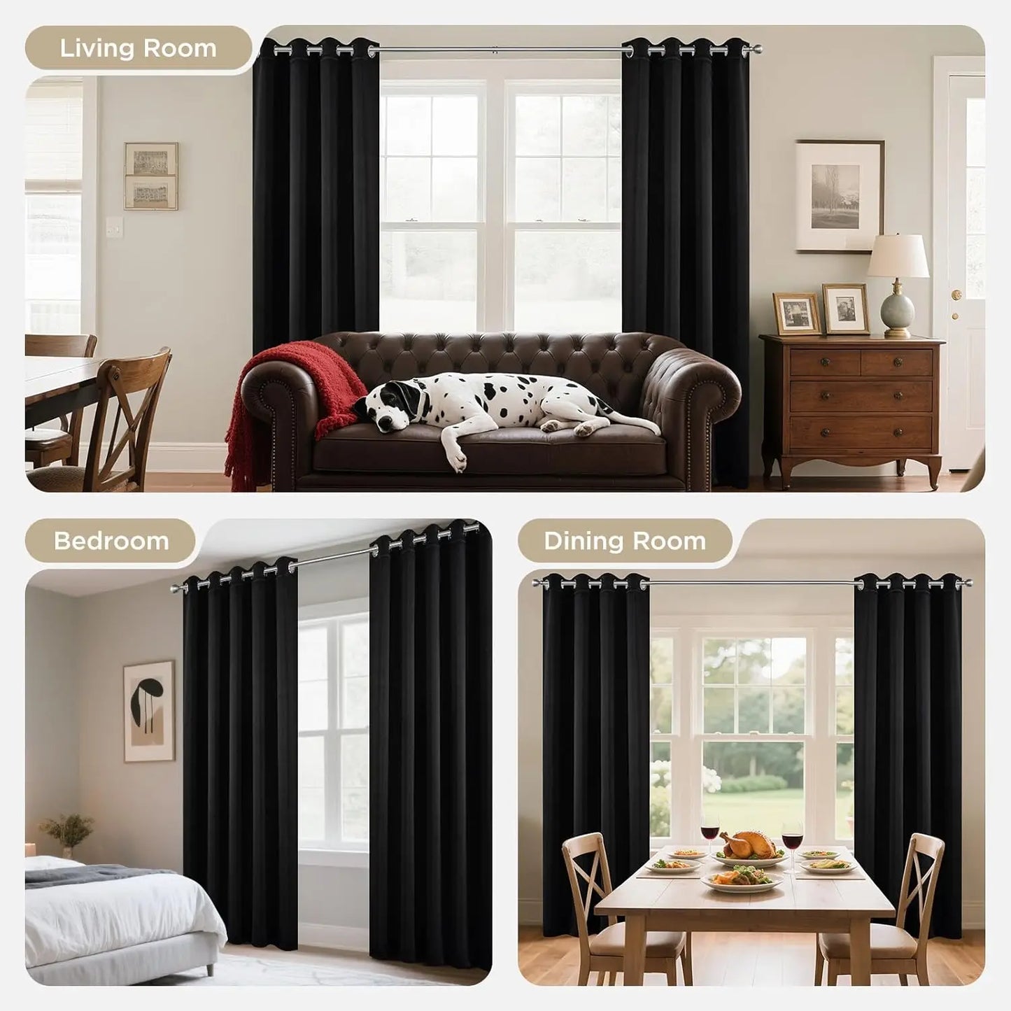 Blackout Thermal Curtains for Bedroom Drop Eyelet Curtains for Living Room Weave Textured Light Blocking Window Curtain Drapes