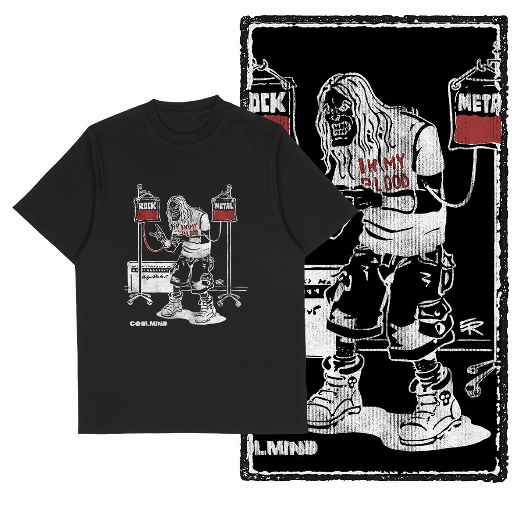 Coolmind U4 Streetwear Cool Print Exclusive Graphic T shirt fo men 100% Cotton Big Size vintage BLACK men's novelty tee shirt