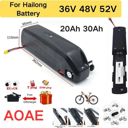 For Hailong Battery 30Ah 20Ah 36V 48V 52V for Bafang BBS02 BBS03 BBSHD Powerful and long-lasting power Motor Hailong Battery