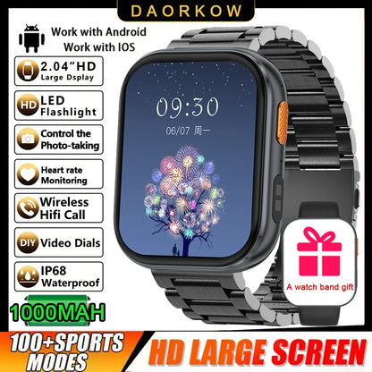 2026 2.04-inch Ultra Smart Watch 1000mAh High Capacity Battery Outdoor Sports Fitness Health Monitoring Smartwatch For Men Women