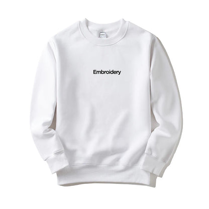 Custom Embroidery Cotton Sweatshirt Customized Brand Design Company Logo Text Men Women Thick Fleece Warm Quality Clothes 350gsm