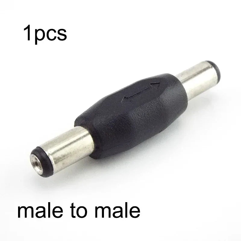 5.5*2.1mm / 5.5x2.1 mm DC double male to male Power Socket Connector CCTV female to   female Panel Mounting Jack Adaptor