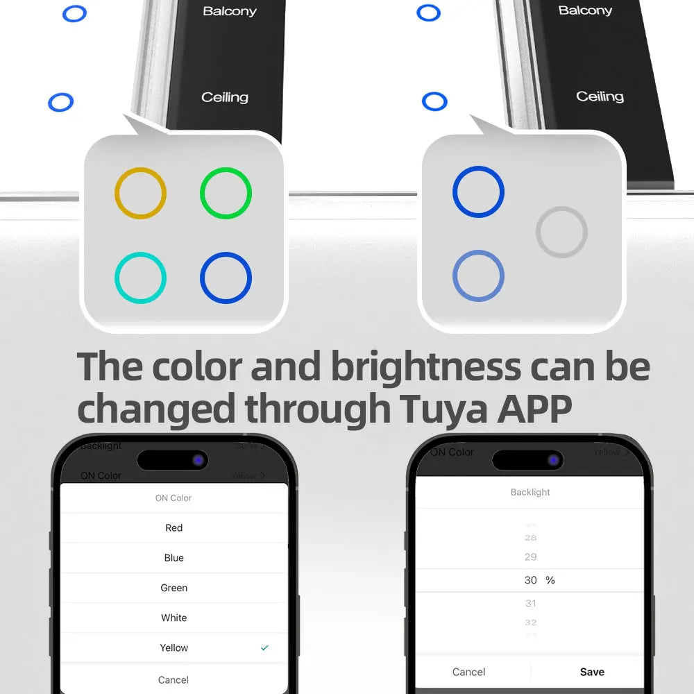 Zigbee Smart DIY Name Switch Work with Tuya App US Type Display Screen Touch Wall Light Switch Alexa Google Home Voice Control