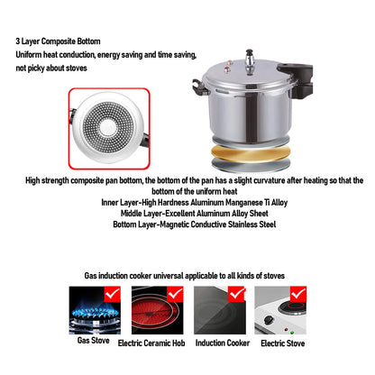 Pressure Cooker Aluminum Alloy Pressure Canning Pot Cooker Explosion Proof Large Capacity Fast Cooking Pot Kitchen Cookware