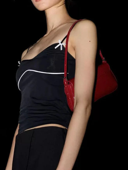 Red Stick Underarm Bag 2024 Autumn New Product Fashionable Simple Commuter Flip Retro Shoulder Bag