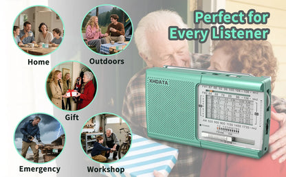 XHDATA D219 Portable Radio AM FM MW Shortwave Worldband Receiver DSP High Sensitivity 1kHz Fine Tuning Radio AA Battery Powered