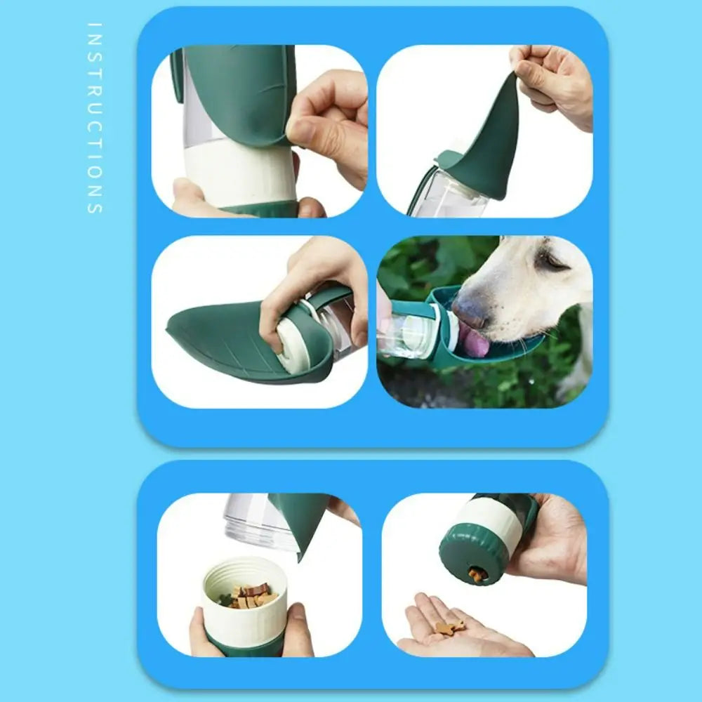 Outdoor Tritan+Silicone Dog Water Bottle Folding Water Slot Leak Proof Pet Water Dispenser Portable Dual-use Pet Feeder Dog