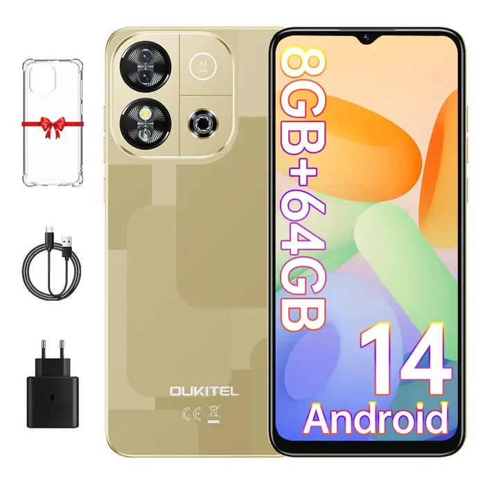 4G OUKITEL C57S Android Smartphone 14 - 8Go (2 + 6) RAM /64Go ROM - 6.52 " - 13MP-4300mAh-Phone cheap-Dual SIM