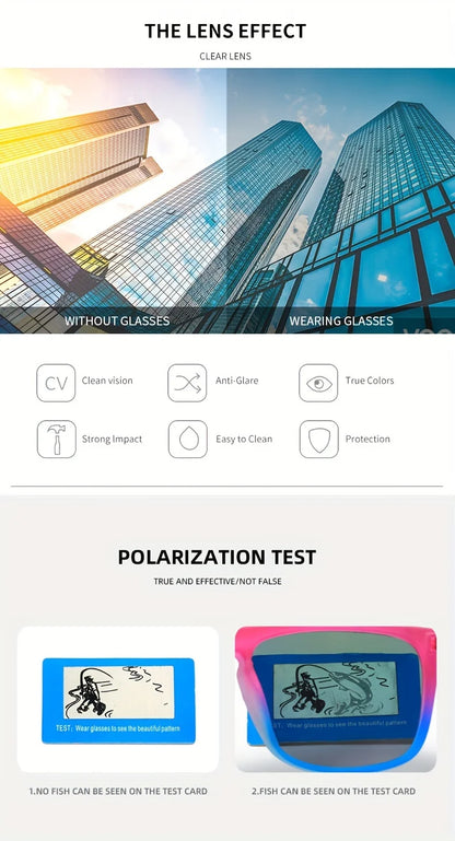 3Pcs Fantasy Gradient Mutipcolor Square Polarized Sunglasses AntiGlare UV400 Glasses Summer Party Driving Fishing Christmas Gift
