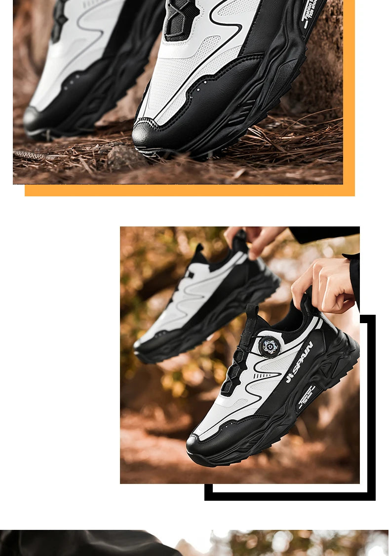 Men's casual sports shoes four season new rotating shoelaces comfort outdoor running walking shoes breathable soft-sole sneakers