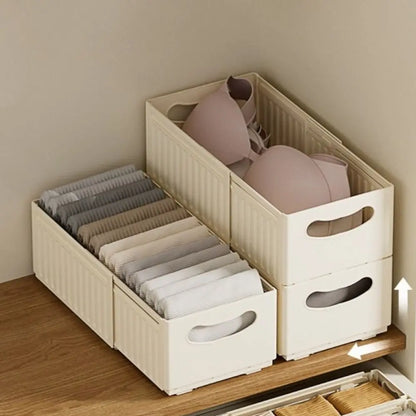 Plastic Expandable Storage Box Adjustable Stackable Retractable Storage Container Space Saving Large Capacity Drawer Storage Box
