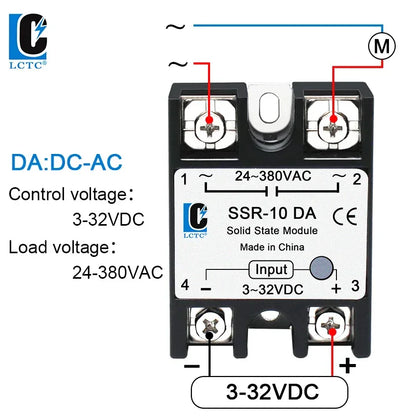 LCTC 10PCS SSR 10A 25A 40A 50A 60A 80A 100A Solid State Relay DC To AC AC To AC DC To DC Single Phase Control Relay